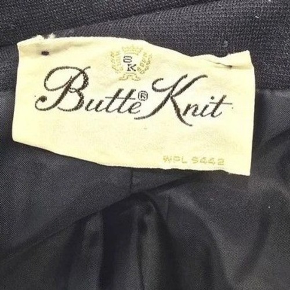 Vtg 60s BUTTE‎ KNIT Navy Blazer WPL 5442 Purple Bullseye Buttons MCM Career M - Picture 6 of 7